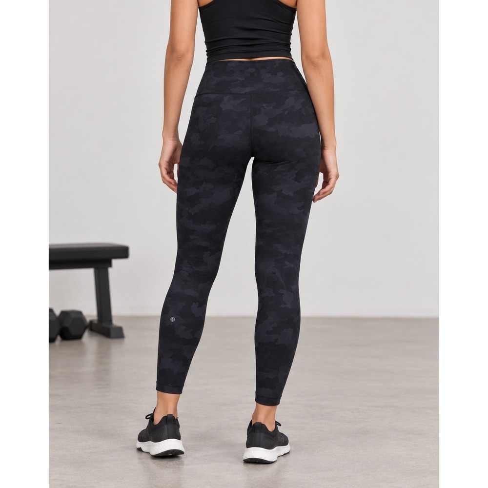 Lululemon Wunder Train High Rise 25" Leggings Womens 12 Black Camo Yoga Workout
